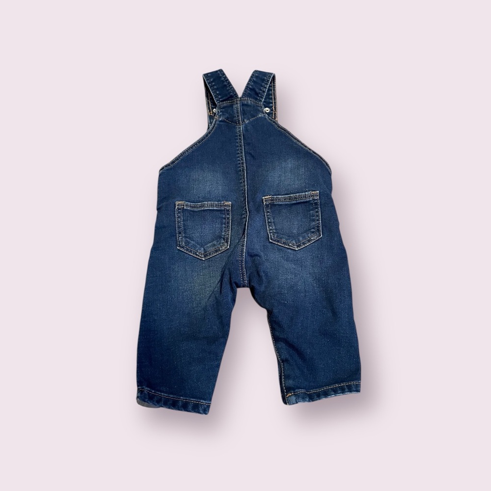 H&M Dark Wash Blue Denim Baby Snoopy Overalls Size 6 Months - Picture 6 of 7